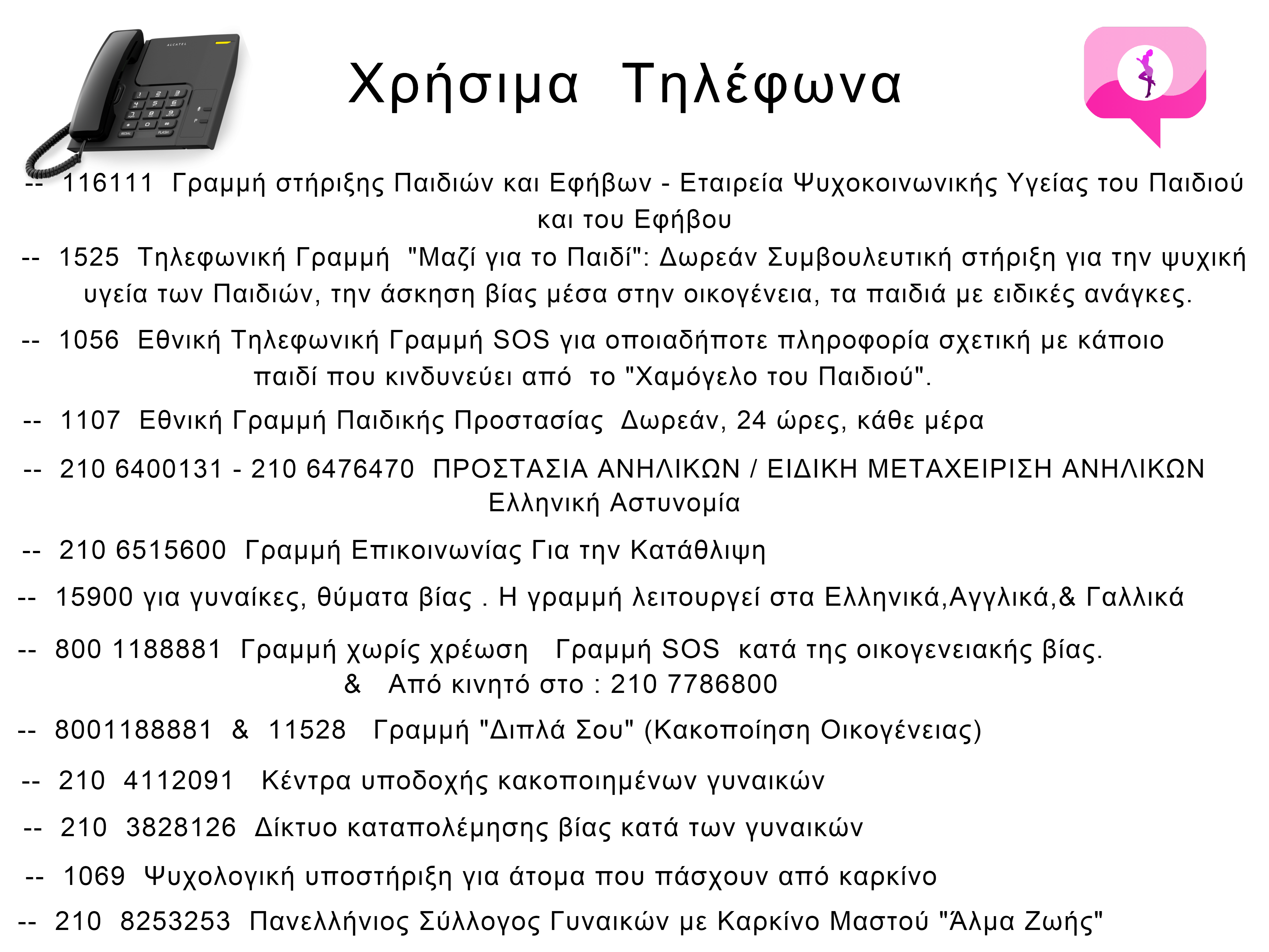 Χρήσιμα (& αχρείαστα να είναι)τηλέφωνα